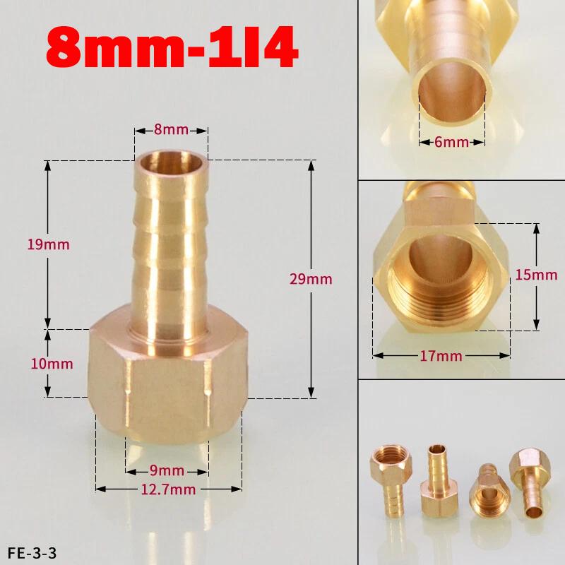 Hongtu Brass Female Thread Hose Connector - 1/8" 1/4" 3/8" BSP, 6-18mm Barb Tail End Fitting (Copper Adapter/Coupler)