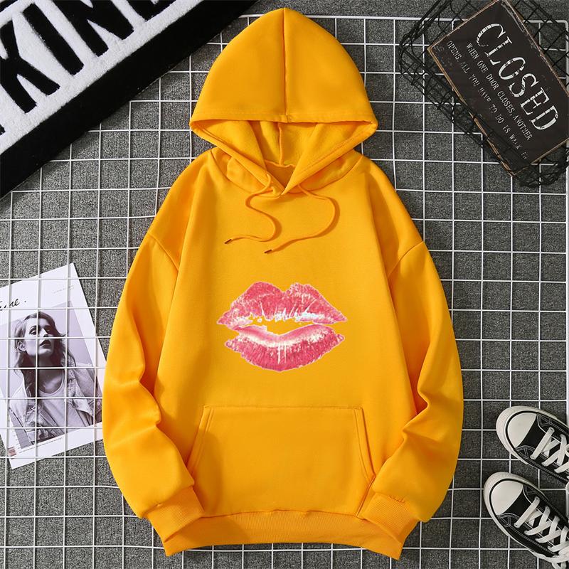 Sexy lip print hoodie long-sleeved women's casual fashion sweatshirt
