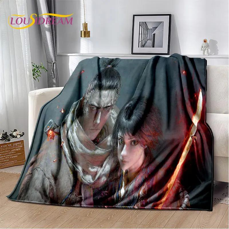 D Sekiro Game Plush Flannel Throw Blanket for Bedroom Living Room Sofa Picnic Soft Cozy Cover for Kids and Adults