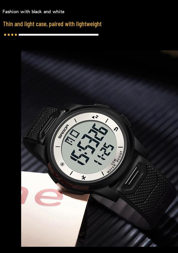 Sanda Fashion Multi-Functional Waterproof Luminous Electronic Wristwatch for Men and Women