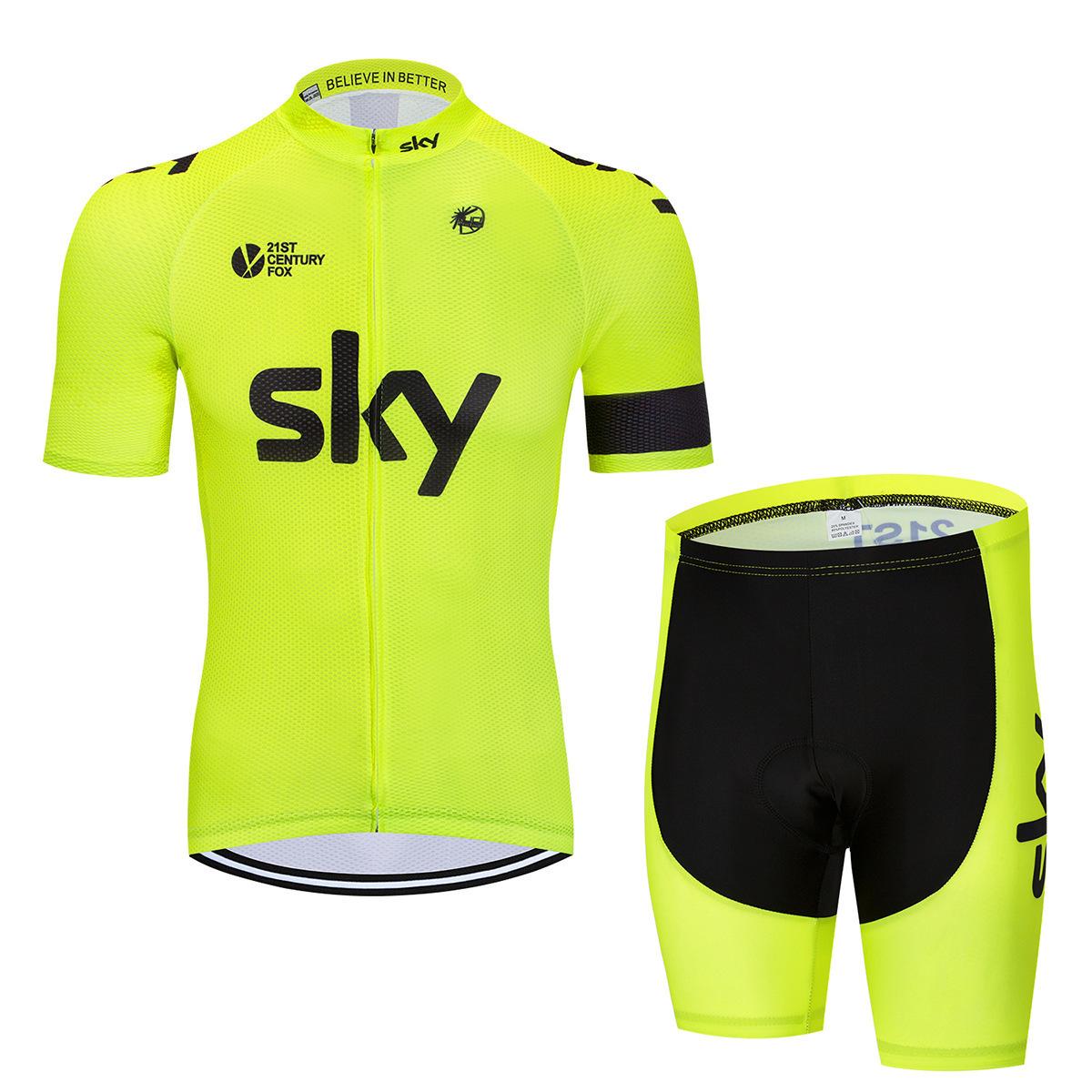 

Bicycle Clothing Sky Team Mountain Bike Bicycle Team Edition Cycling Suit Set Strap Short Sleeve Set 2026 Summer Breathable Cycling Suit Set XS