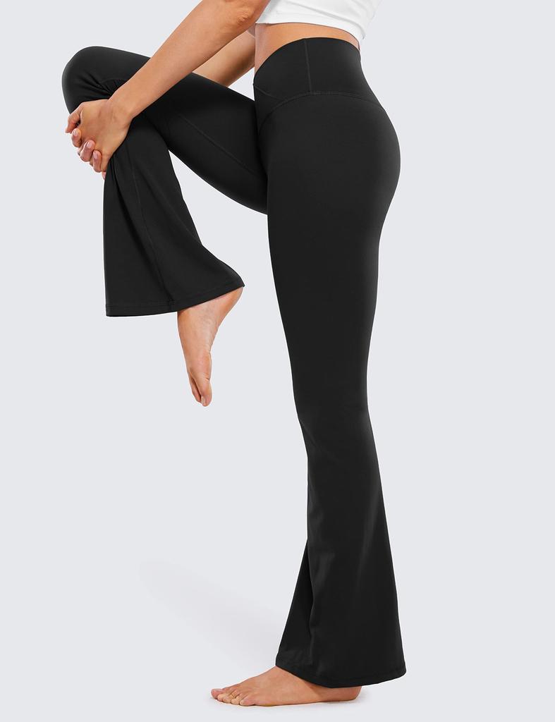 CRZ YOGA Flared Yoga Soft and Plus Size S Leggings, V-Waist, Stretch, Fitness, Size, 31"/78cm Inseam, Butterluxe, Black,