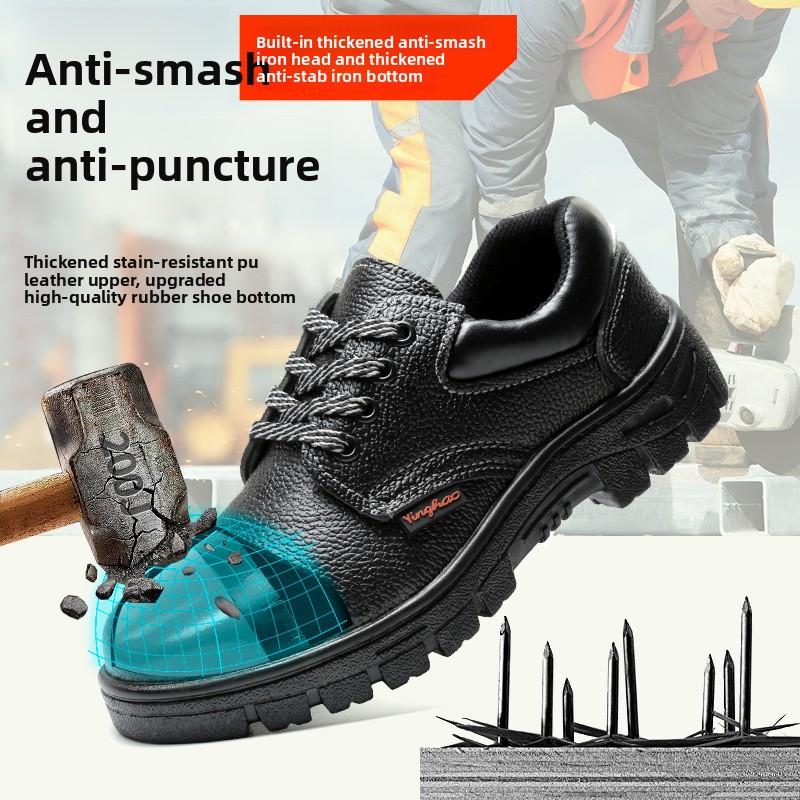 Durable PU Leather Safety Shoes Work Boots Anti Impact Anti Puncture Custom Labor Protection for Men Women