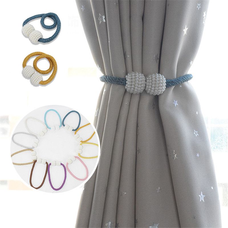 Magnetic Curtain Tiebacks Braided Ball Buckle Punch Free Drapery Clips Holdback