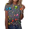 Sommer Rundhals 3D Wassertropfen bedrucktes Top Modische Lässige Kurzarm Damen T-Shirts