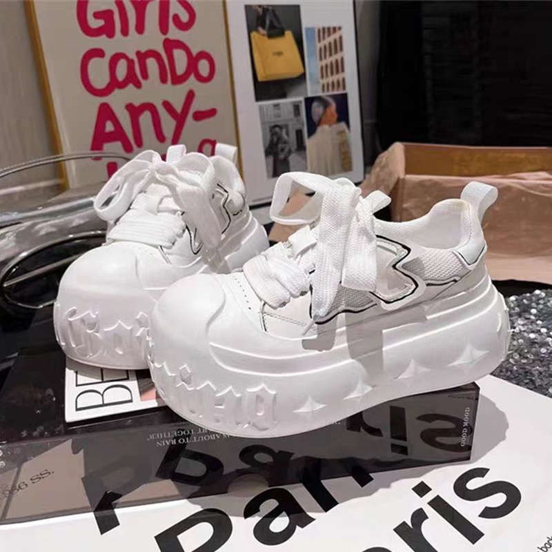 Evropská móda velká hlava muffin platforma chlebové boty dámské nové malý nárůst výšky ležérní boty