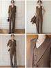 Women's Dark Brown Lyocell Blazer with Wide-Leg Pants Three-Piece Business Set