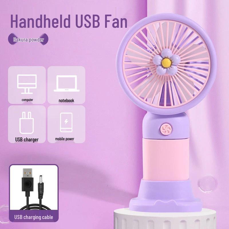 Cute Rechargeable Mini USB Fan with Phone Holder - Portable Handheld & Desktop, Ideal Student Gift USB Rechargeable