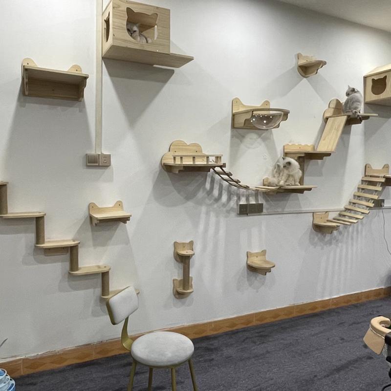Cat Climbing Wall Type Assortment Cat Tree Wall Mounted Cat Hammock Sisal Four Steps Cat Stairs Climbing Cat Wall Hanging