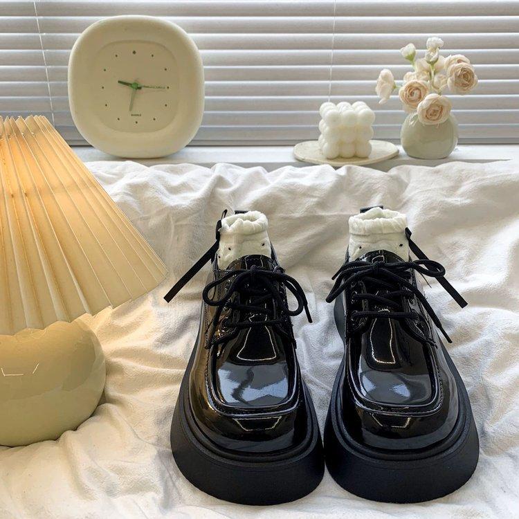 Muffin Platform Small Leather Shoes Women's 2025 Spring New Retro Jk Japanese British Style Versatile Black Loafers