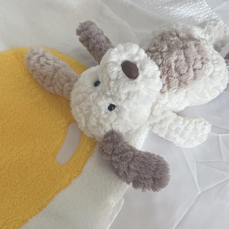 Cremefarbene Blume Hund Plüschtier Baumwollgefüllte Puppe Puppe Kinder Feiertagsgeschenk Puppe