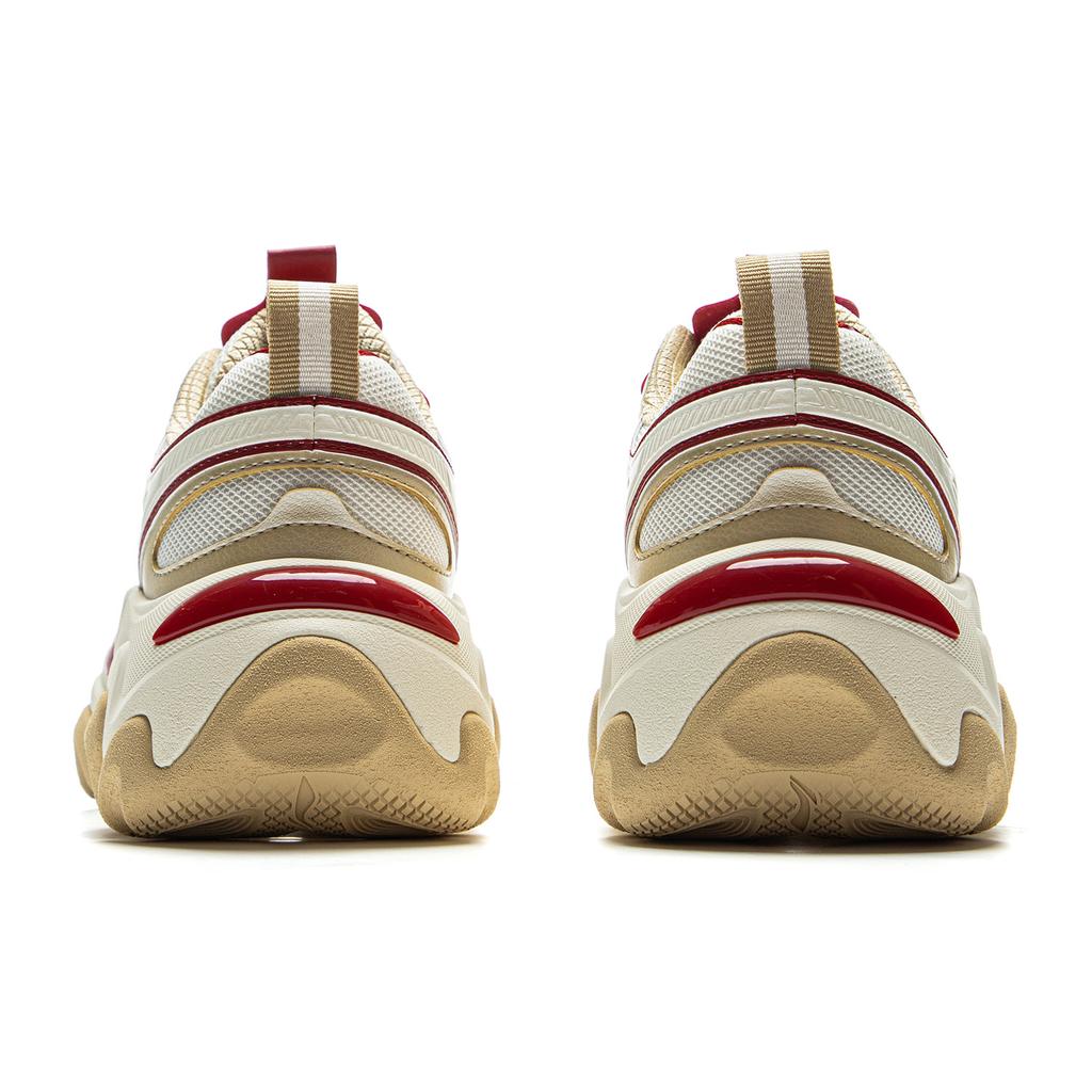 New LiNing Anti Slip Wear Resistant Low Top Casual Shoes Women's Beige Red AZGV012-4