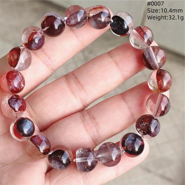 Natural Red Limonite Quartz Trendy Strand Bracelet Rare Stretch Yellow Phantom Round Beads Women Men Jewelry AAAAA