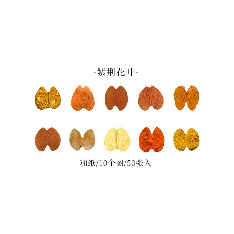 1roll/50pcs Yellow Autumn Leaves Series, Creative Plant Stickers for Hand Account Decoration
