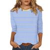 2026 Spring/Summer New Women's Fashion Printed Three-Quarter Sleeve Loose Round Neck Casual T-Shirt Top