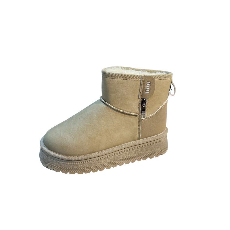 Northeast Snow Boots Short Boots 2024 Winter New Velvet Thickened Leather Thick-soled Waterproof and Non-slip Cotton Boots Small Short Boots