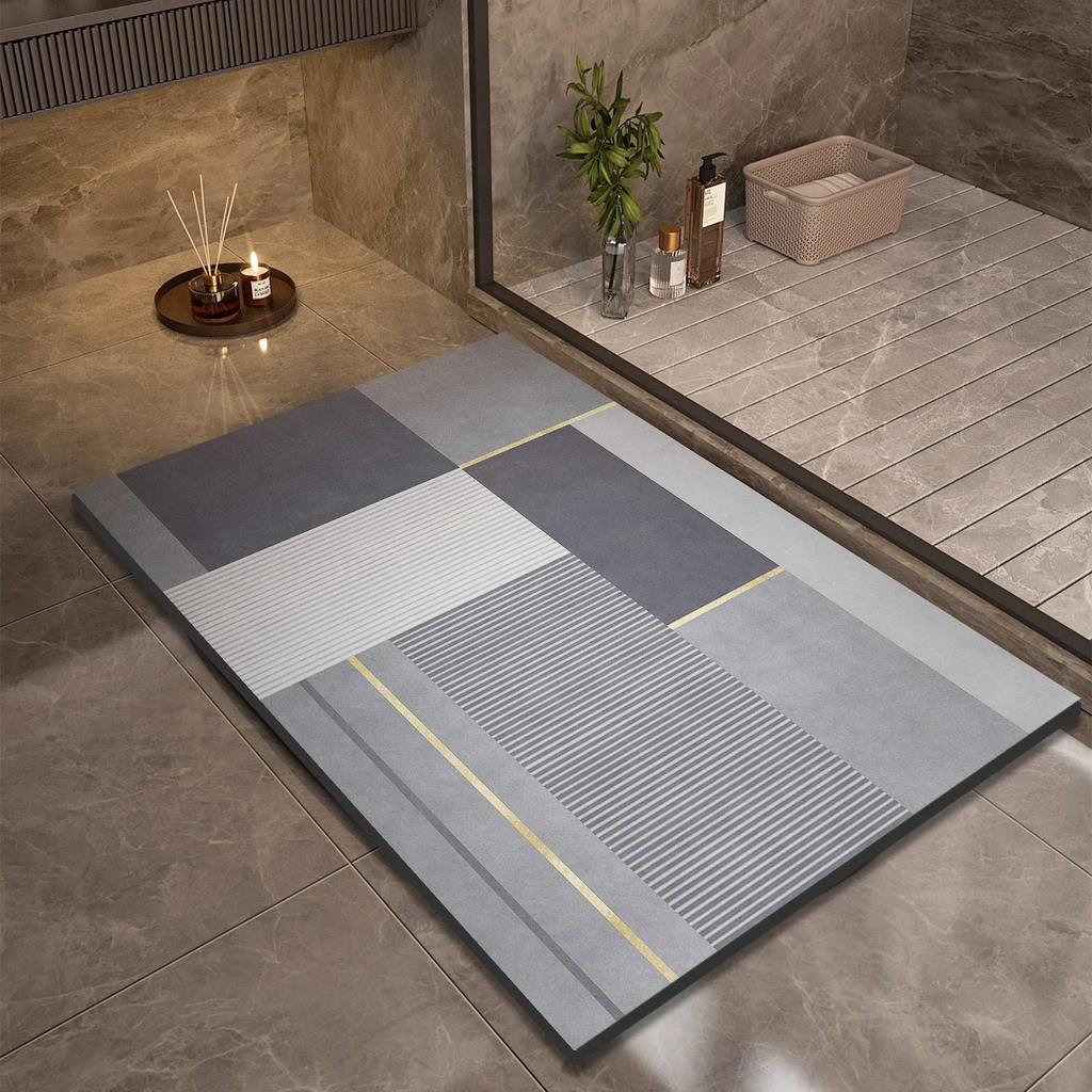 Diatomite Bath Mat Super Absorbent Quick Dry Non Slip Bathroom Carpet Shower Rug Toilet Floor Mat Home Door Mat