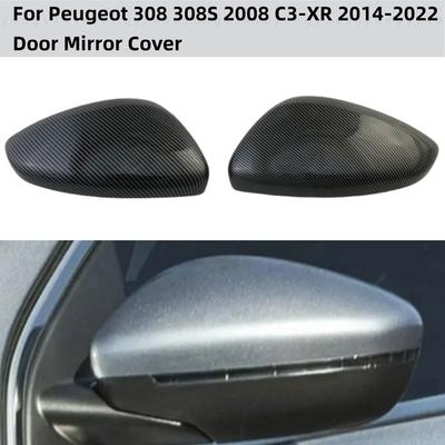 For Peugeot 308 308S 2008 C3-XR 2014  Black Carbon Rearview Car Modification Accessories Door Mirror Cover Trim Paste Style