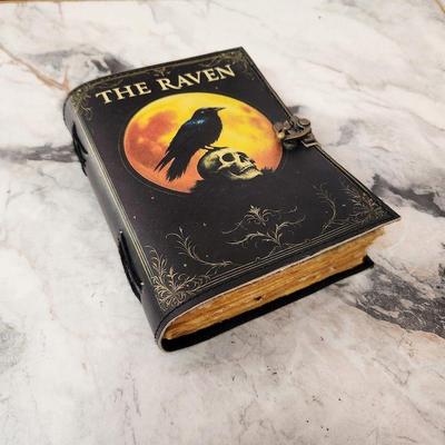 The Raven Printed Leather Journal 100% Recycled Paper Journal For Notes, Notebook, Sketchbook, Leather Diary, Writing Book, Dream Journal.