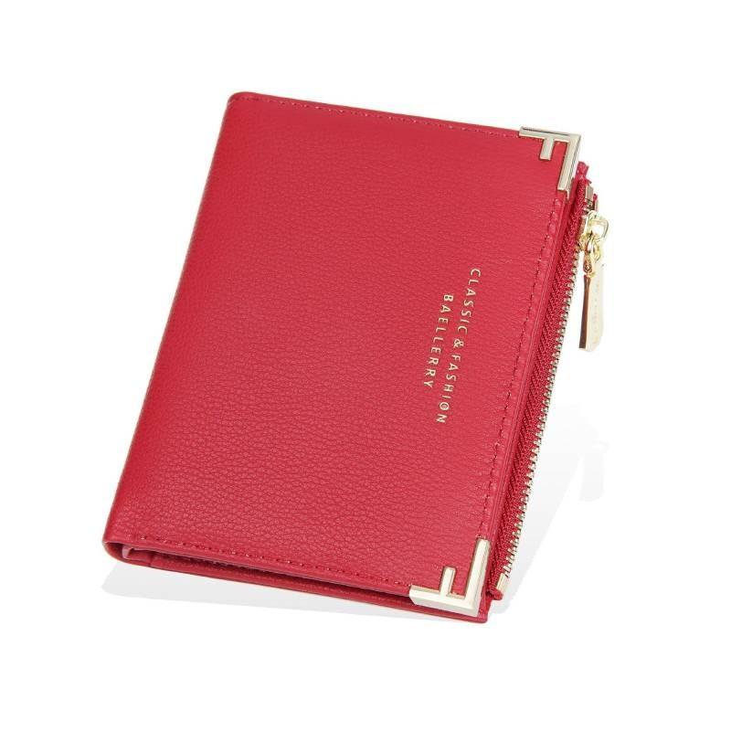 Simple Short Wallet For Women Pu Leather With Antitheft Zipper