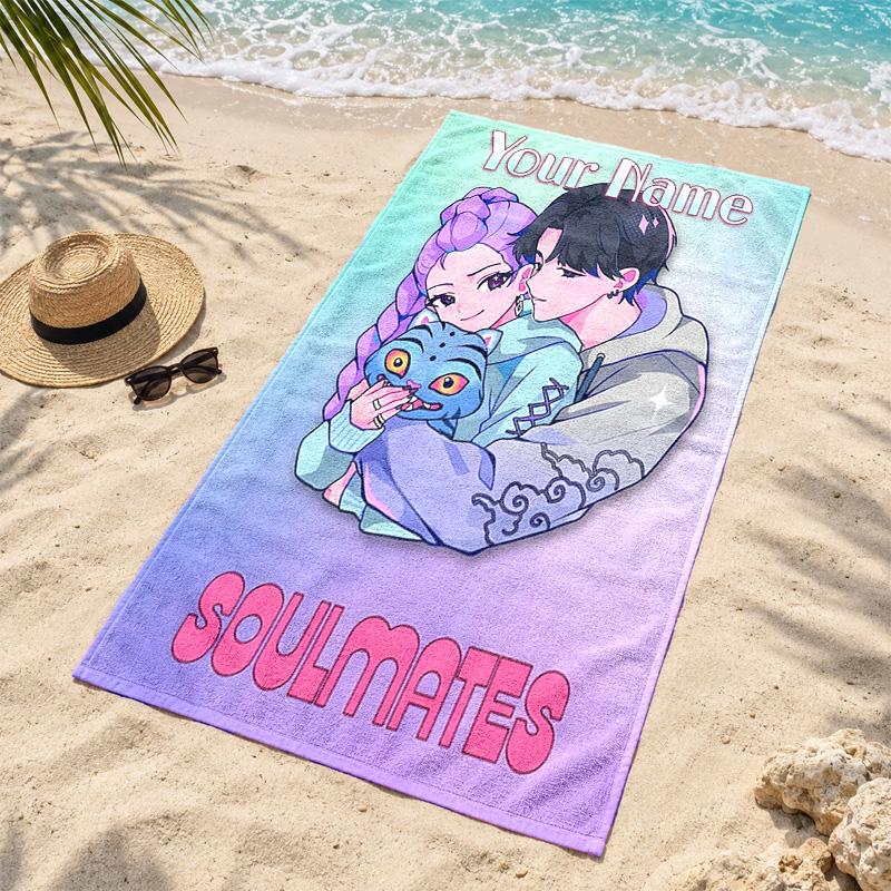Kpop Demon Hunters Custom Name Beach Towels Also Serve As Bath Towels Summer Essential a Musthave for the Outdoors the Beach and the Pool