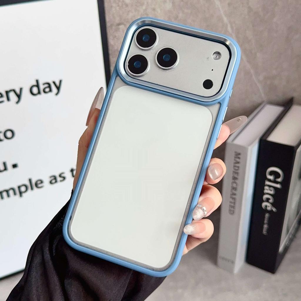 Transparent Silicone Frame Shockproof Case For iPhone 17 Air 16 15 14 13 12 11 Plus Pro Max Metal Camera Protection Hard Covers