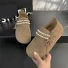 All-inclusive women's new autumn platform single shoes retro one-pedal pearls
