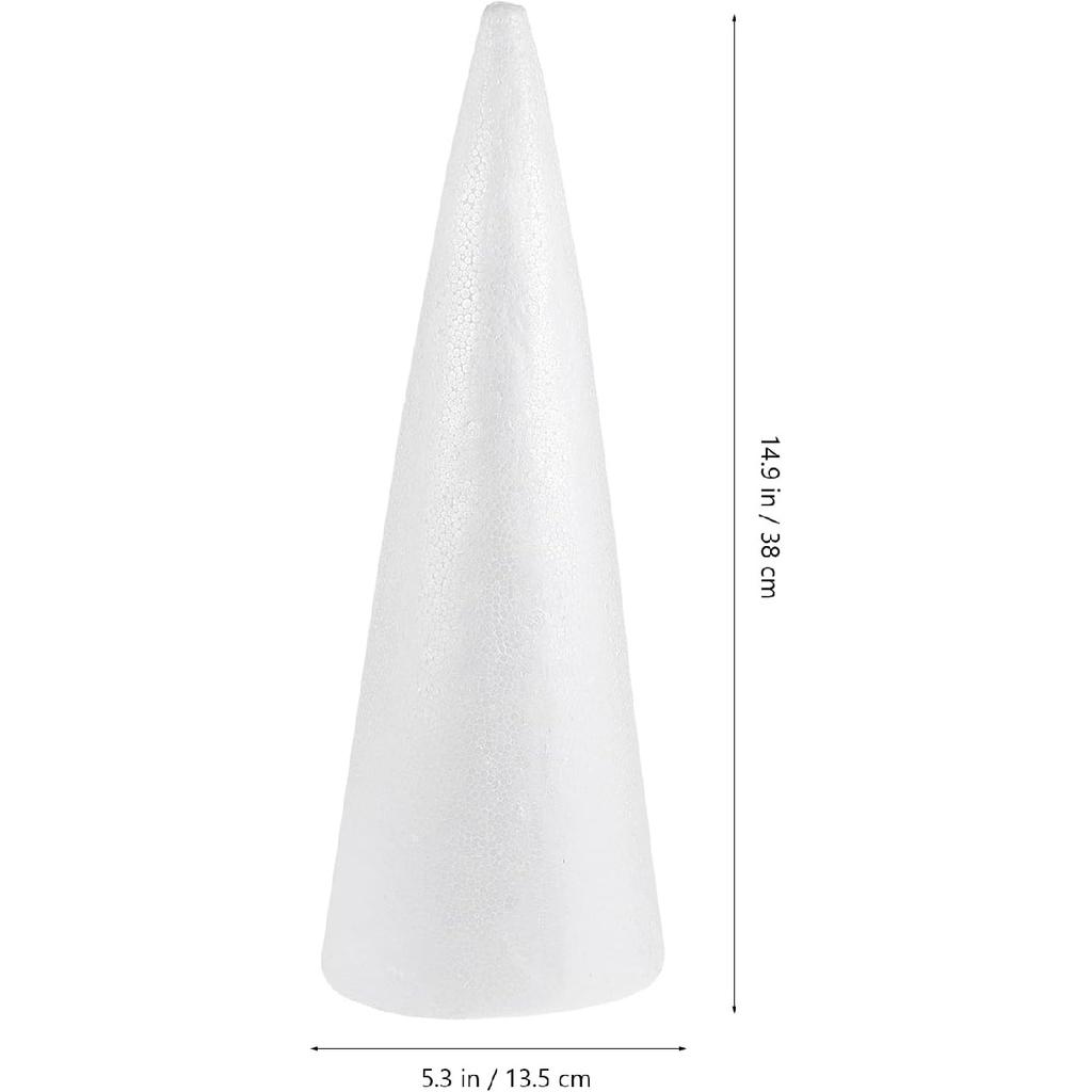 SUPVOX 2pcs Foam Cones Christmas Tree Cones for DIY Modeling Craft Floral Arranging Supplies (38x13.5cm)