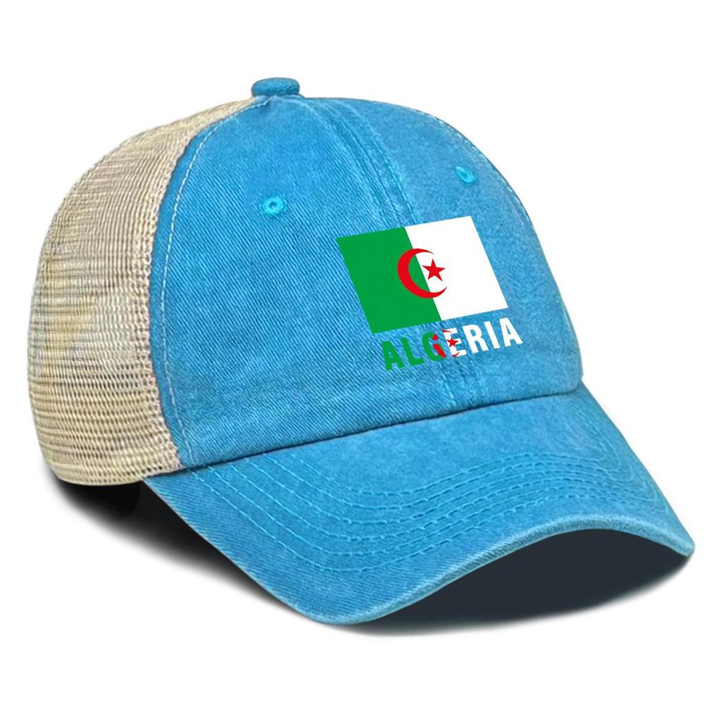 Algeria Flag Print Snapback Mesh Cap, Patriotic Sports Hat Slouchy Adjustable Buckle Sun Visor Leisure Adjustable Baseball Hat
