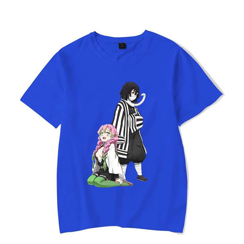 New Funny Couple Cartoon Kanroji Mitsuri Iguro Obanai Printed Shirt Women's Men's Casual Personality Summer Cute Anime T-shirt