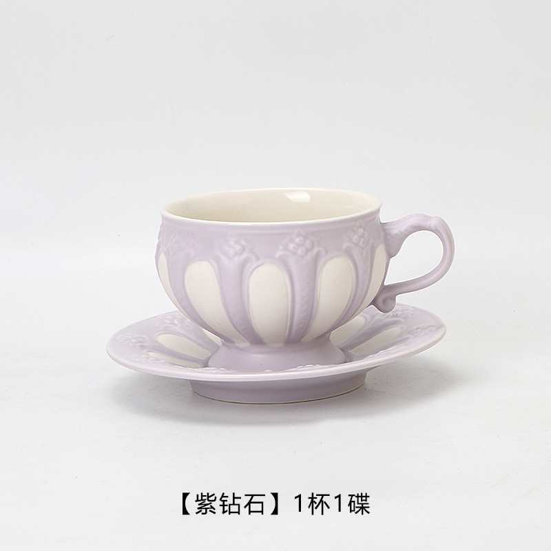 Afternoon Tea Set, Coffee Cup And Saucer Set, Spoon, French Retro Relief British Teapot Cup