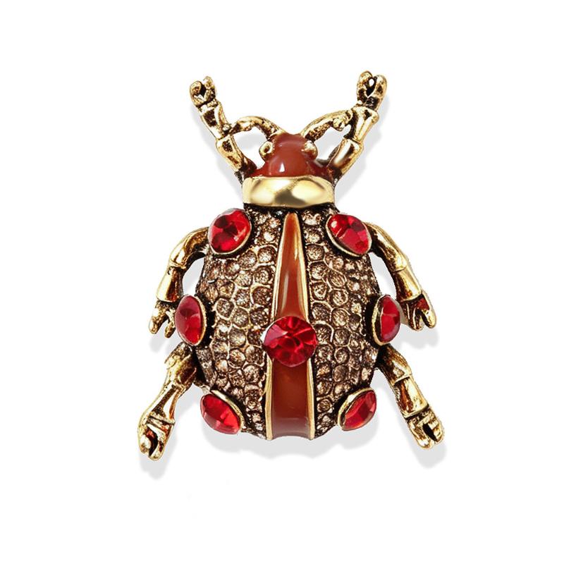 Vintage Rhinestone Ladybug Brooch Crystal Insect Beetle Brooch Pin Women Fashion Jewelry Accessory