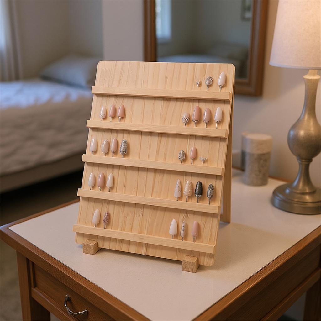 Wooden Nail Art Stand Large-Capacity Earring Display Rack Multi-Functional Smooth Storage Organizer for Jewelry Accessories