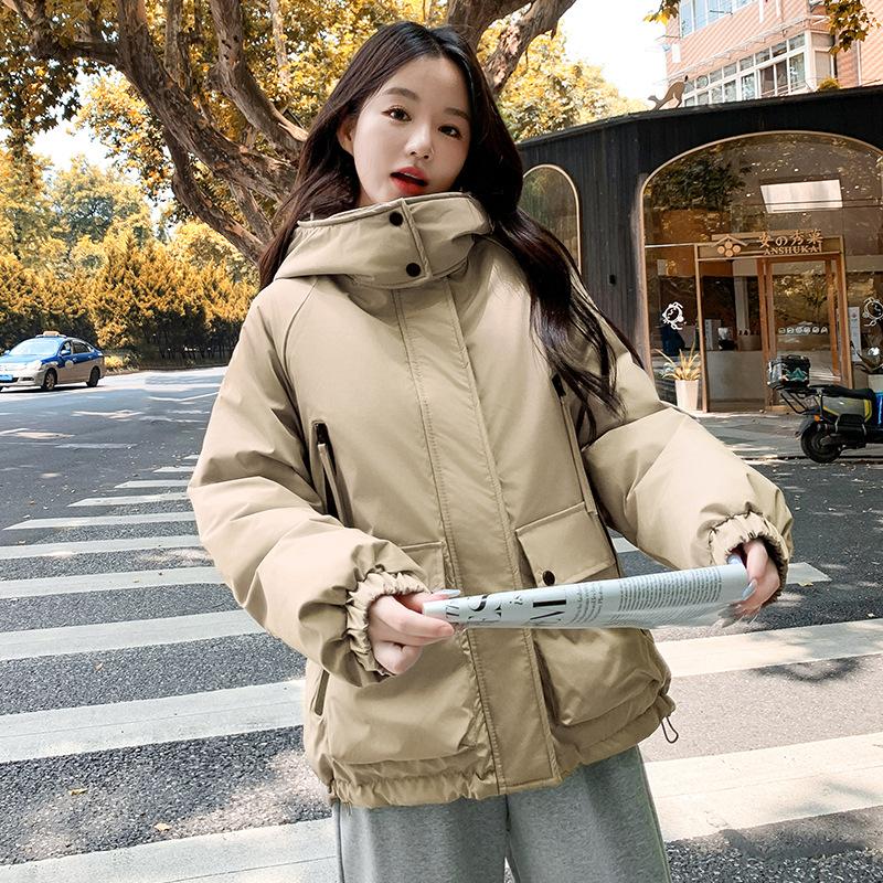 2025 new hooded fleece and cotton tooling style outdoor women's loose jacket thickened warm cotton jacket
