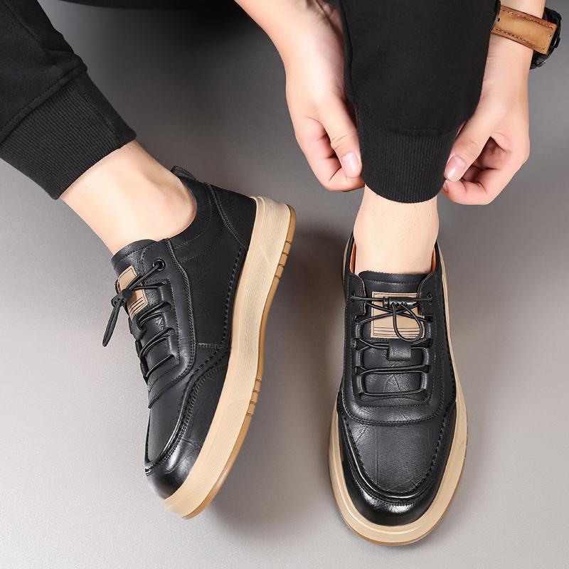 Fashion Brand Leisure Walk Man Casual Shoes British Leather Sneakers Classic Men Skateboard Low Footwear Spring New Lace Up Oxford Shoes