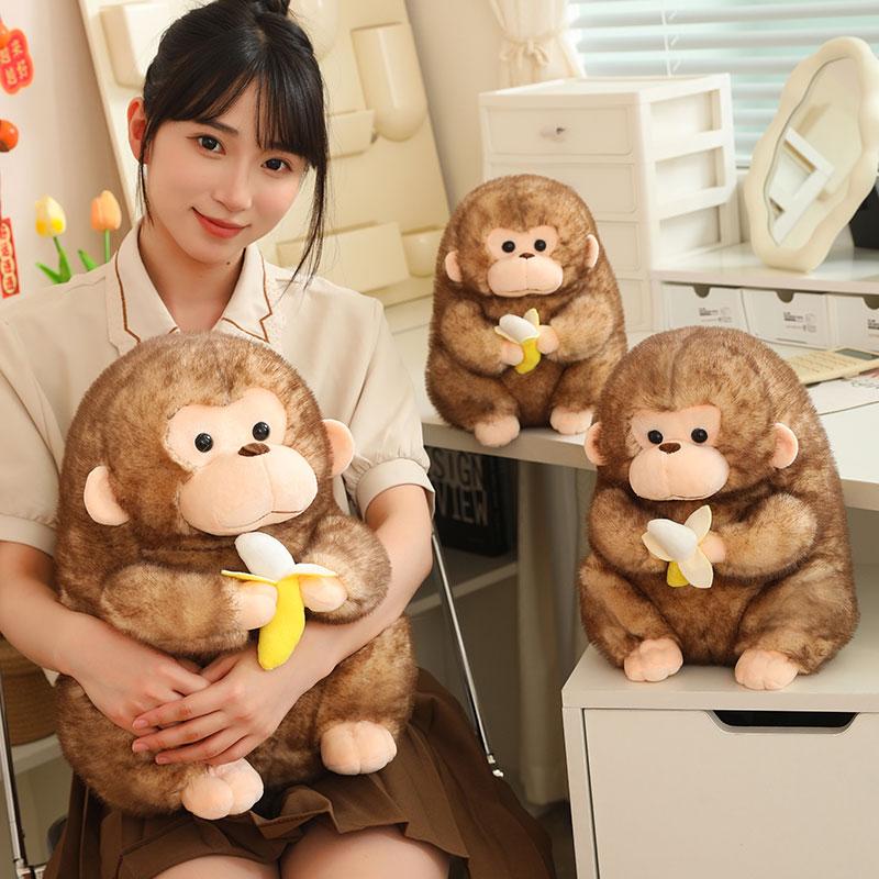 23/30/40CM Lovely Fairy Golden Monkey Plush Toys Kawaii Monkey Holding Banana Dolls Stuffed Soft Animal Pillow for Birthday Gift