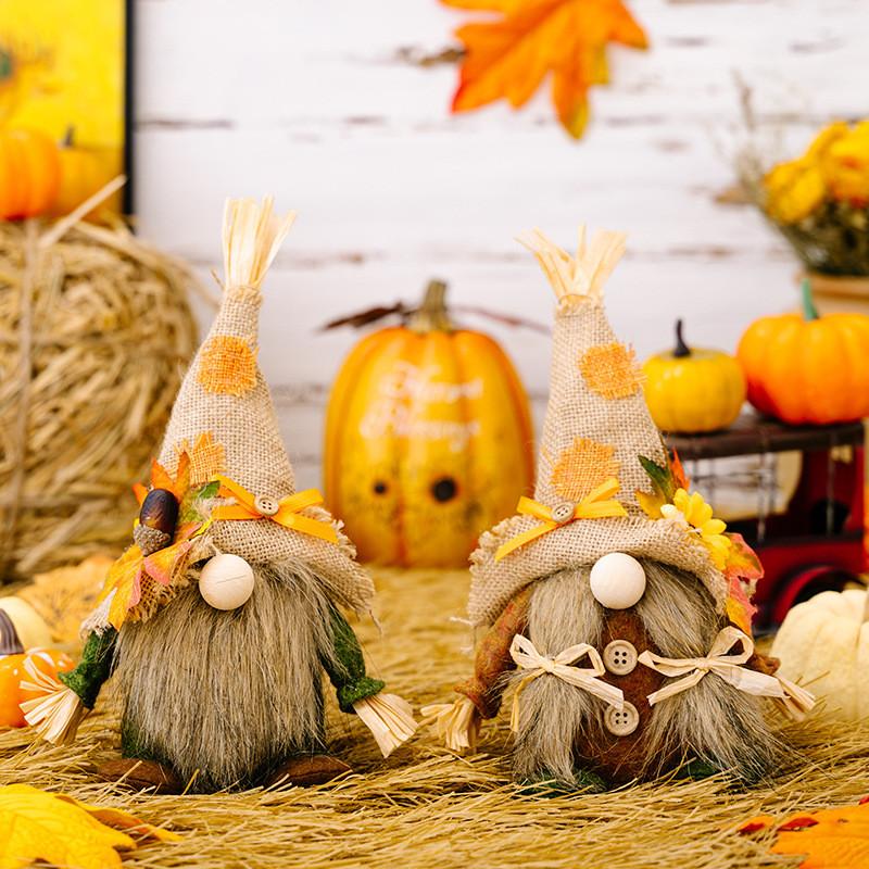 Burlap Thanksgiving Charming Gnome Decoration Featuring Harvest Cap And Accents Seasonal