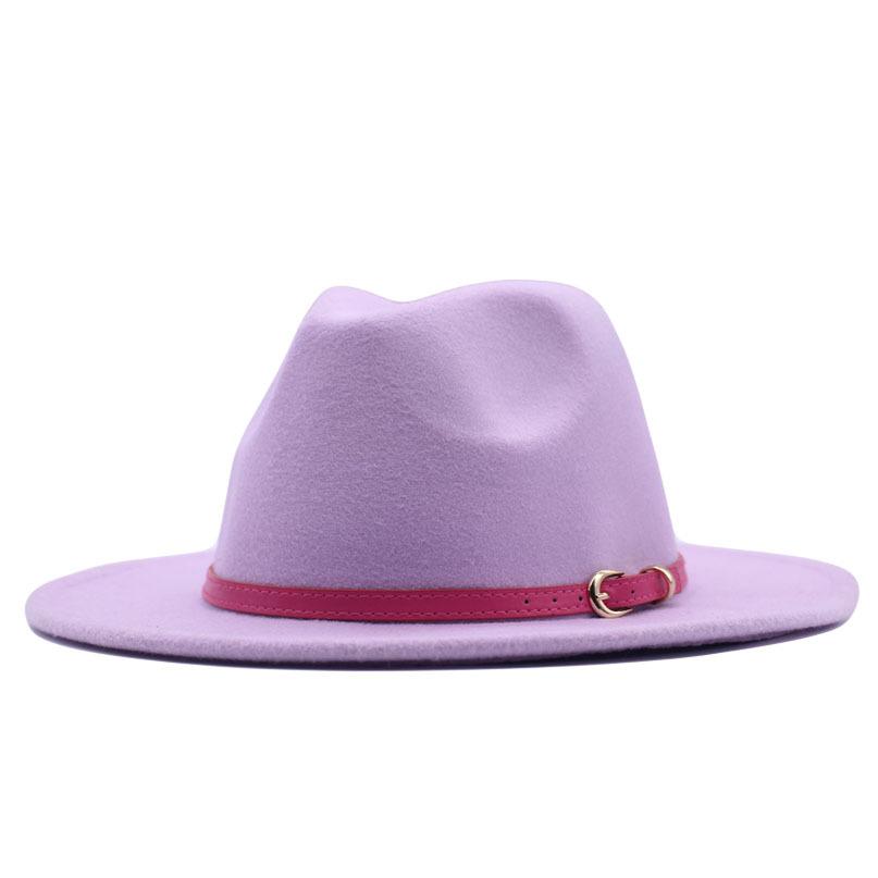 European and American style spring and autumn winter imitation felt big brim hat British retro woolen top hat men's and women's travel Panama jazz hat