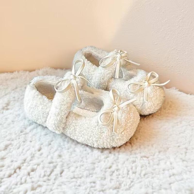 

Winter New Children s Shoes for Girls Cute Bow Plush Low Top Children s Shoes Princess Velvet Casual Shoes 26 белый