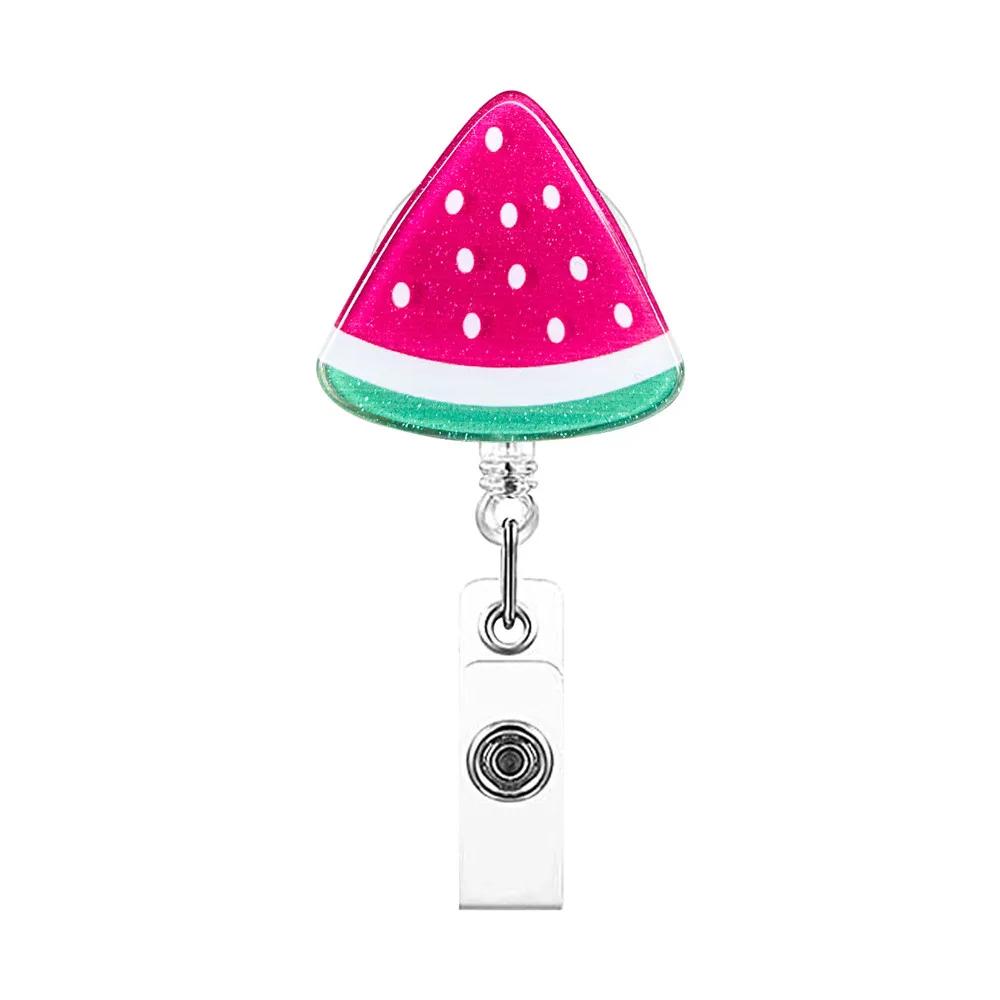 Cute Fruit Retractable Plastic Badge Holder Reel Student Nurse Exhibition Enfermera Girl Name Card Chest Card Holder Clip