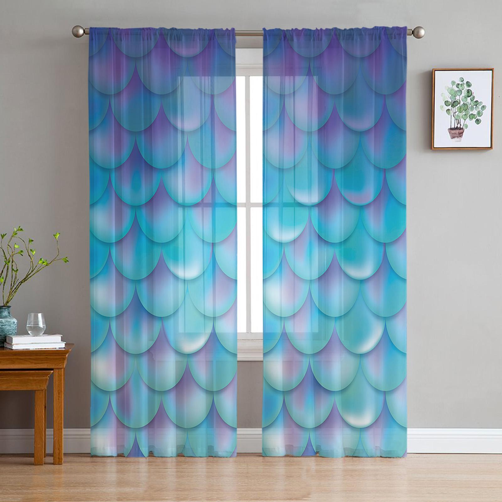 Роскошные прозрачные шторы Ракушка русалки Галактика Мечта Кухня Спальня Гостиная Тюлевые — фото 10