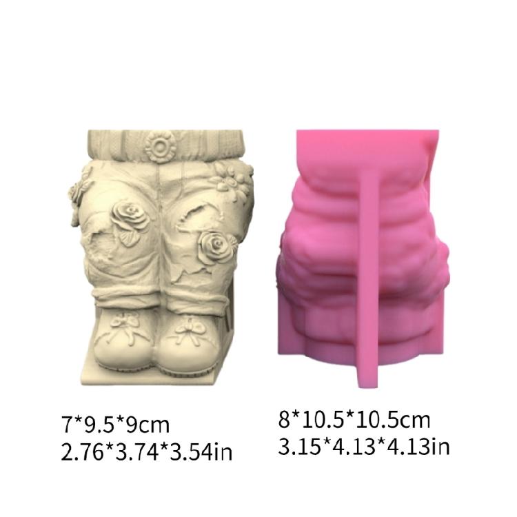 Flower Pots Silicone Mold Pants Shaped Vase Candle Pen Holder Mould Decorations