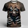 Men's 3D Zombie Horror Print T-Shirt, Casual Round-Neck Short-Sleeve Top Summer Loose-Fit T-Shirt Halloween-Themed Men's Top