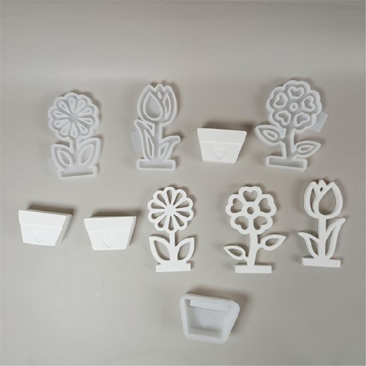 Silicone Mold for Crafting Unique Floral Decorations Flower and Flower Pot Base Sculpture Candle Making Casting Mould