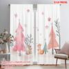 2pcs,2D Plane Printing Curtains Roller Blinds Cute Squirrels Winter Forest Watercolor (3) Polyester Fabric (without Rod)