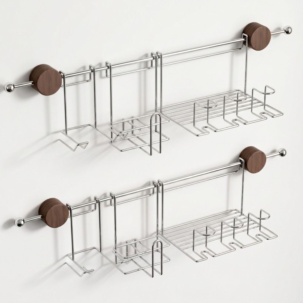 Waterproof Suction Cup Bathroom Shelf Luxury Style Wall Mount Storage Holder Cosmetics Storage