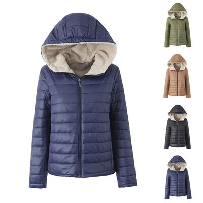 Women's Fashion Casual Coat Cotton Jacket Short Padded Loose Hooded Cotton Jacket