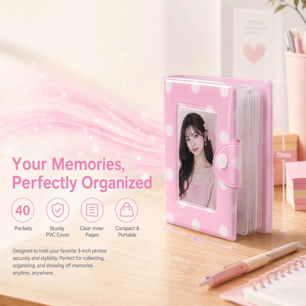 40 Slots Photocard Binder Polka Dot Idol Picture Storage Book Portable Photo Album