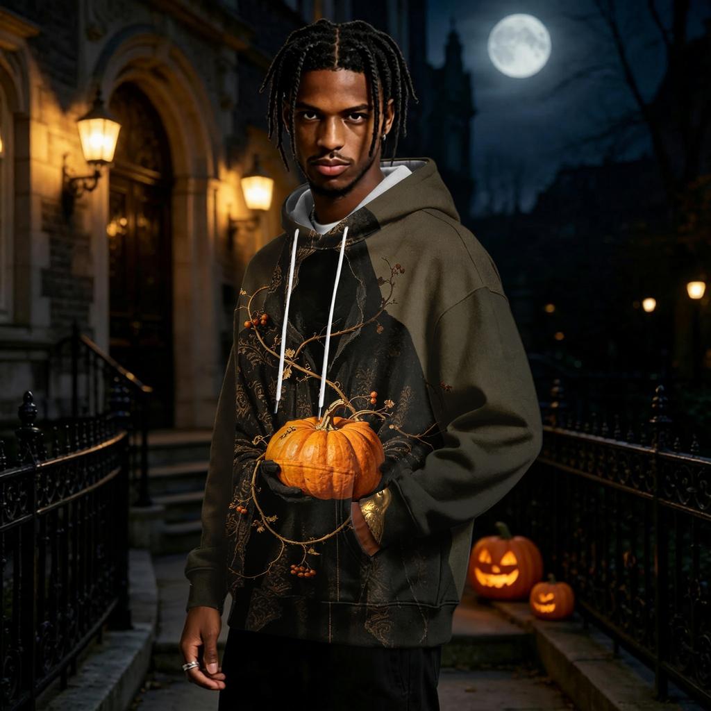 Men's Halloween Print Pullover Hoodie Long Sleeve Sweatshirt