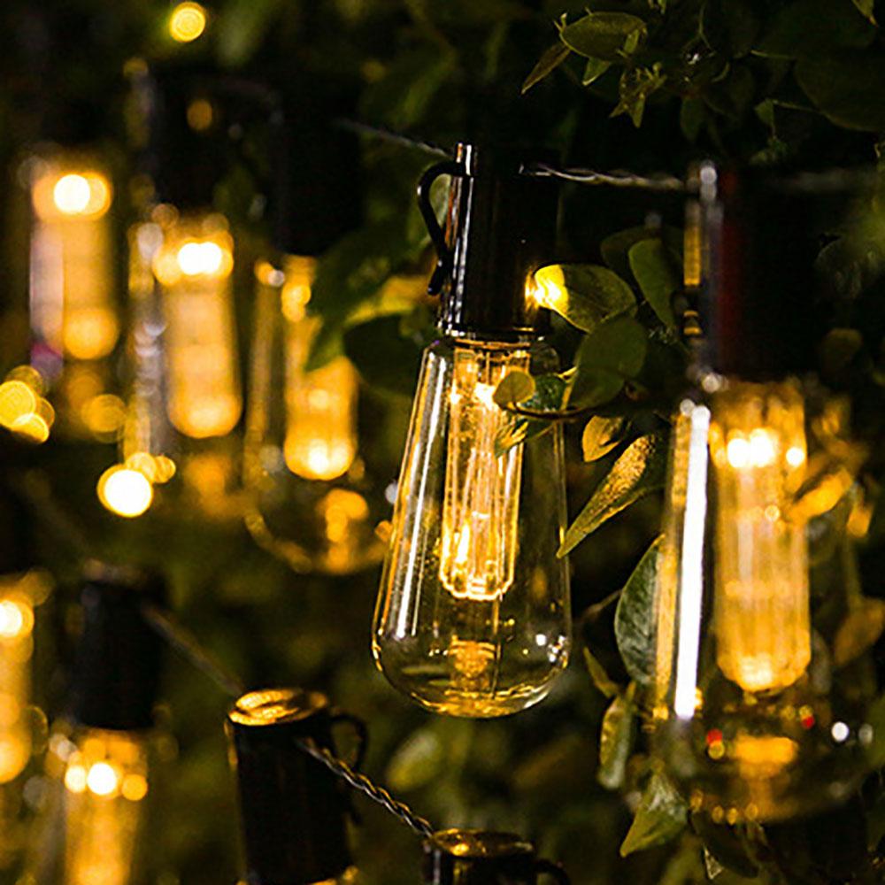 5M/20LED Outdoor Solar String Lights For Edison Bulbs Garden Decor Lamp Waterproof